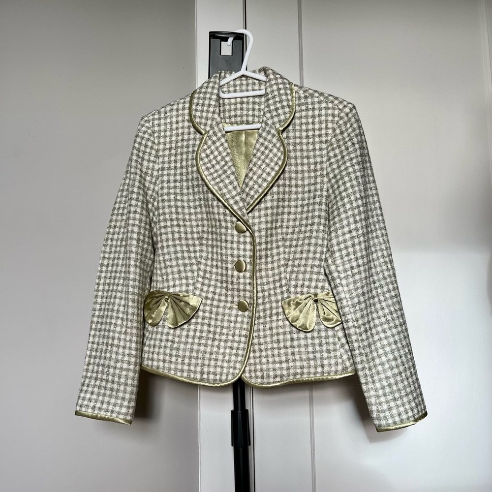 Tailor made-White & Green Plaid Jacket/ Blazer